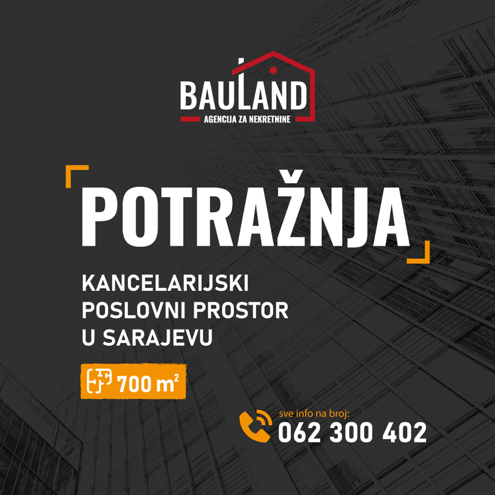 Potražujemo poslovni prostor 700m² kancelarijskog tipa